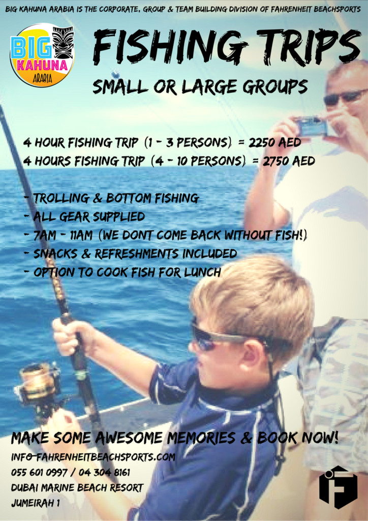 FISHING TRIPS - Whether its a small or large group, we have you covered and our expert captains will place you right on the fish or we wont come back till we catch fish! A great post fishing option is to get your catch expertly grilled for lunch at our 5 star hotel location.