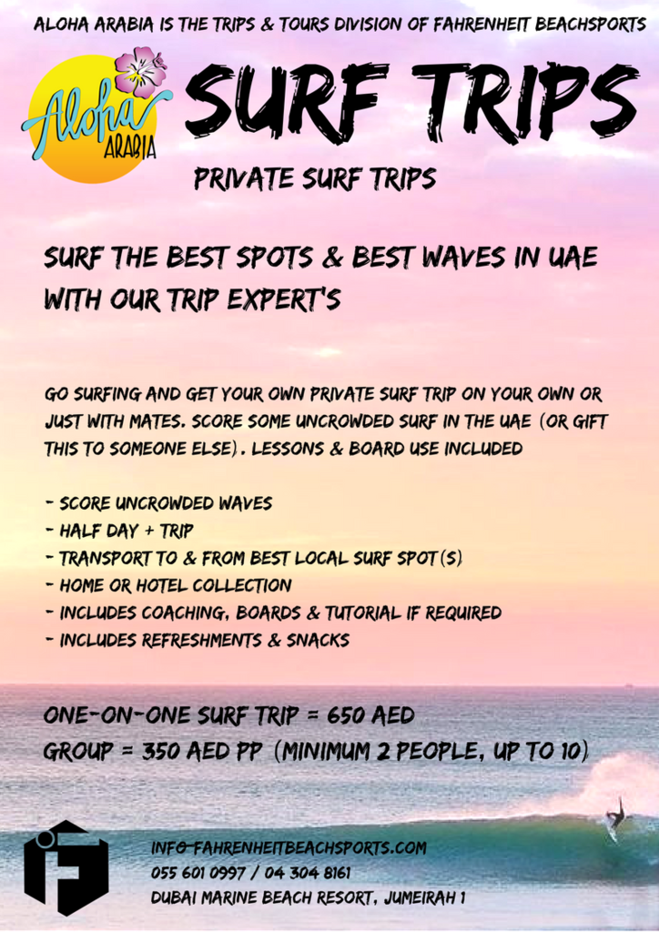PRIVATE SURF TRIPS - Get collected and transported to the best surf spots and go surfing on a private trip with the leading experts on surfing tripping in the UAE.