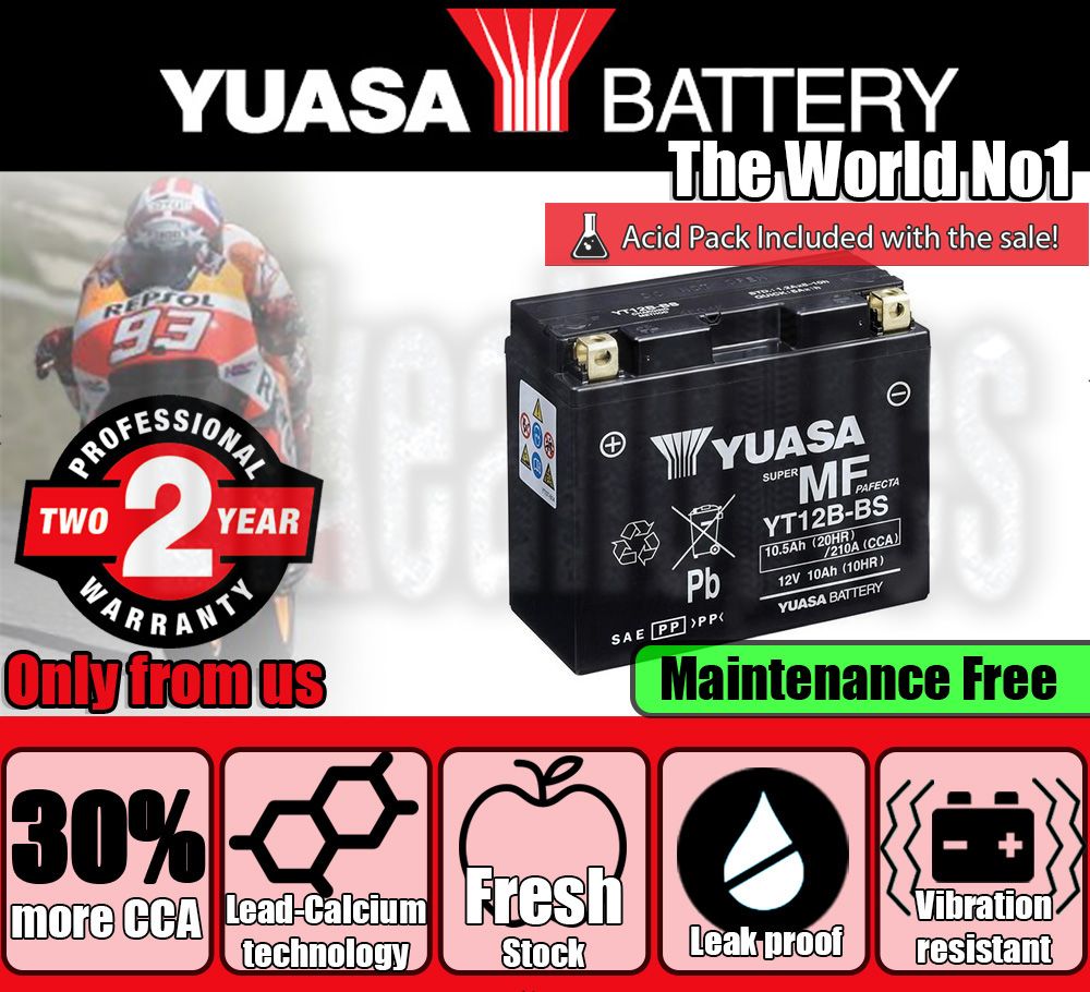 Yuasa YUAM6212B YT12B-BS Battery