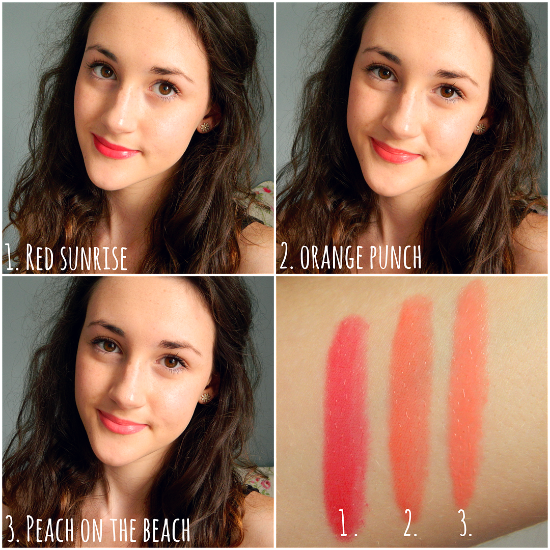 Bourjois Color Boost Lip Crayons Red Sunrise Orange Punch Peach On The Beach Swatches Review Belle-amie UK Beauty Fashion Lifestyle Blog