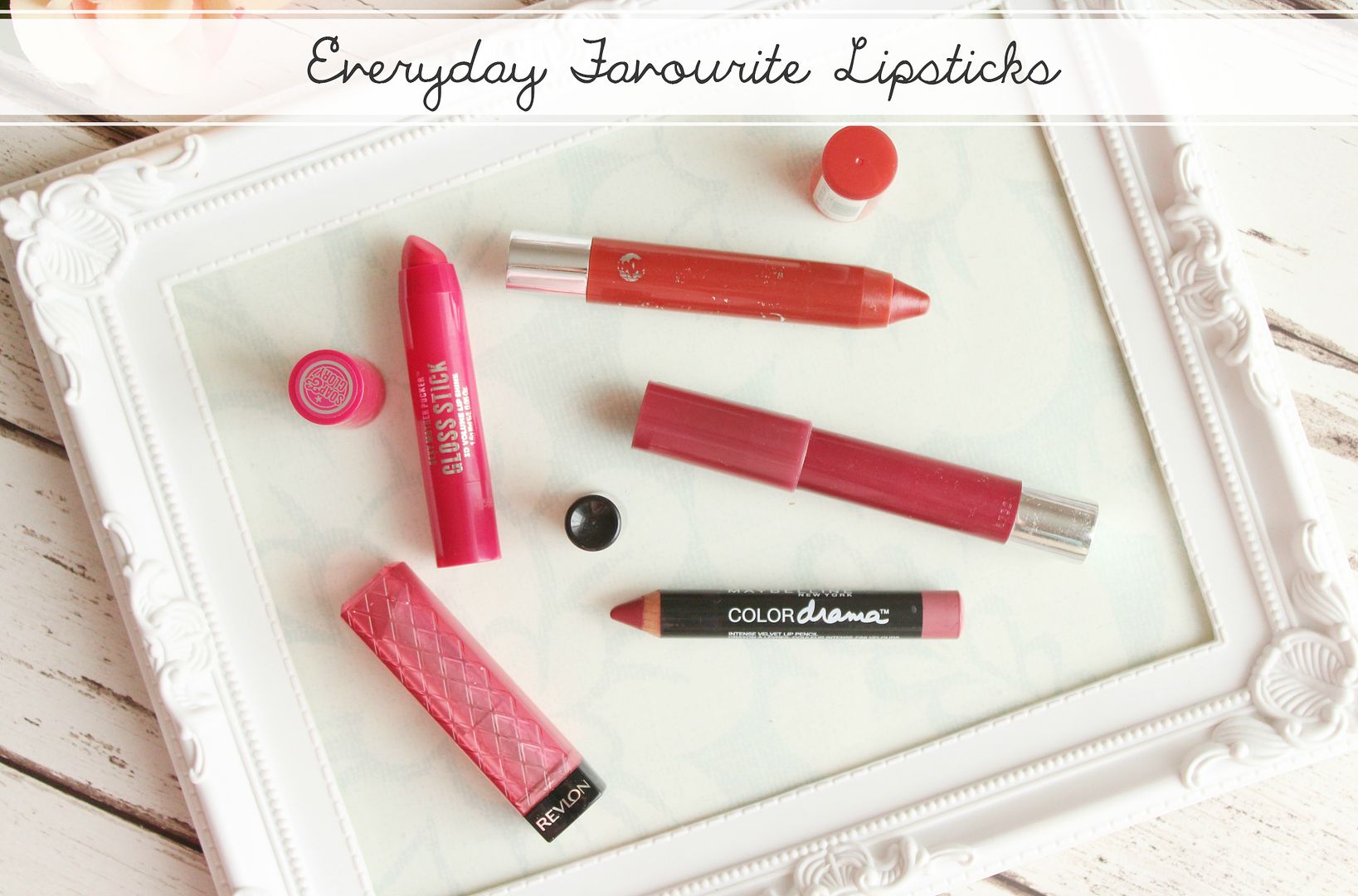 Current-Favourite-Daytime-Red-Pink-Lipsticks-Soap-And-Glory-Revlon-Bourjois-Maybelline-Belle-Amie-UK-Beauty-Fashion-Lifestyle-Blog