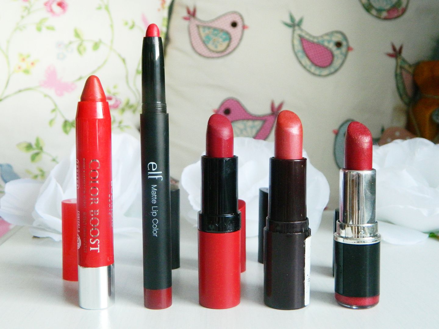 Current Favourites Red Lipsticks Bourkois ELF Rimmel MUA Belle-amie UK Beauty Fashion Lifestyle Blog