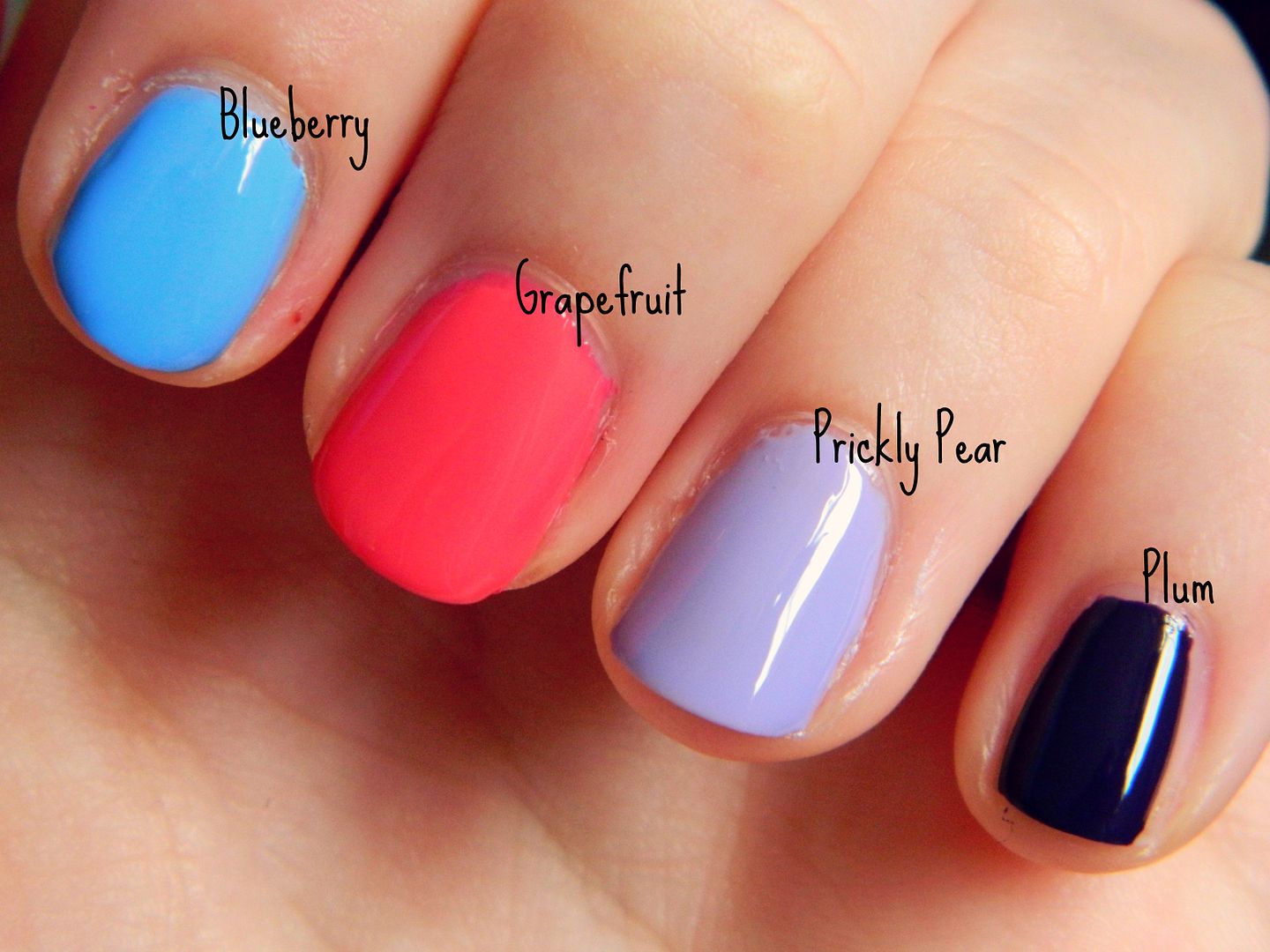 Barry M Gelly Hi Shine Nail Paints Blueberry Grapefruit Prickly Pear Plum Swatches Review Belle-amie