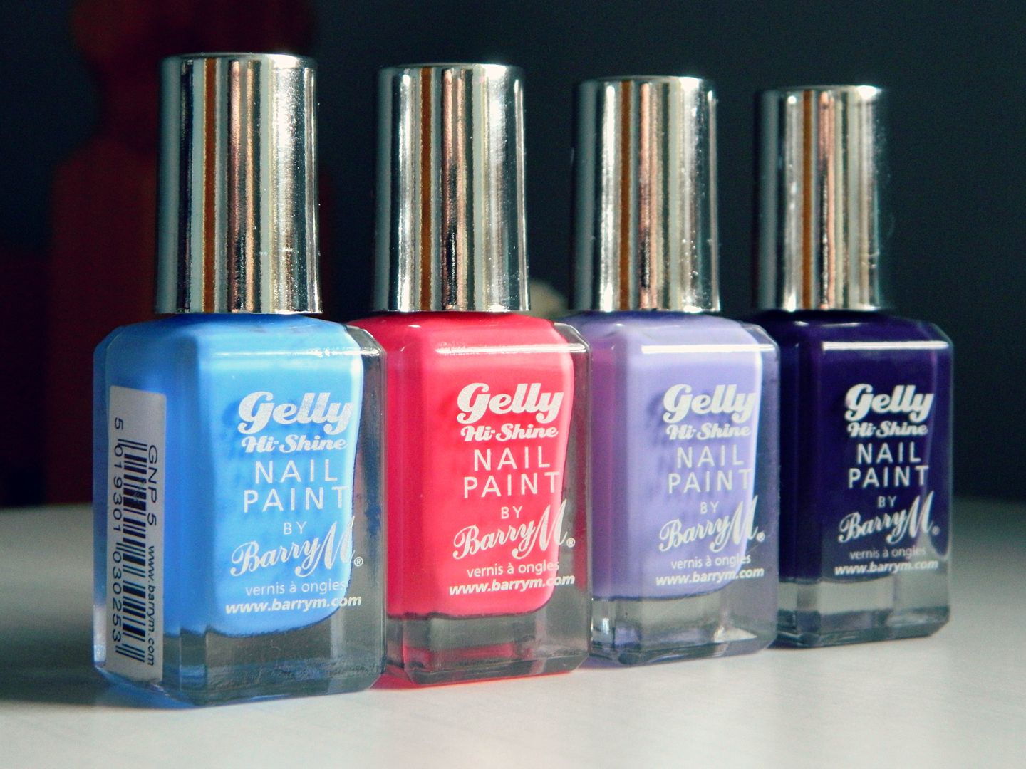 Barry M Gelly Hi Shine Nail Paints Blueberry Grapefruit Prickly Pear Plum Review Belle-amie