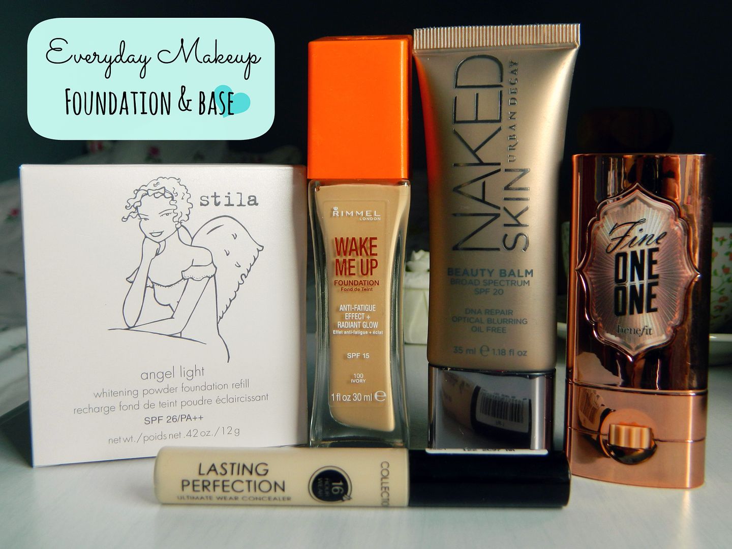 Everyday Makeup Products Foundation Base Rimmel Stila Urban Decay Benefit Collection 2000 Review Belle-amie