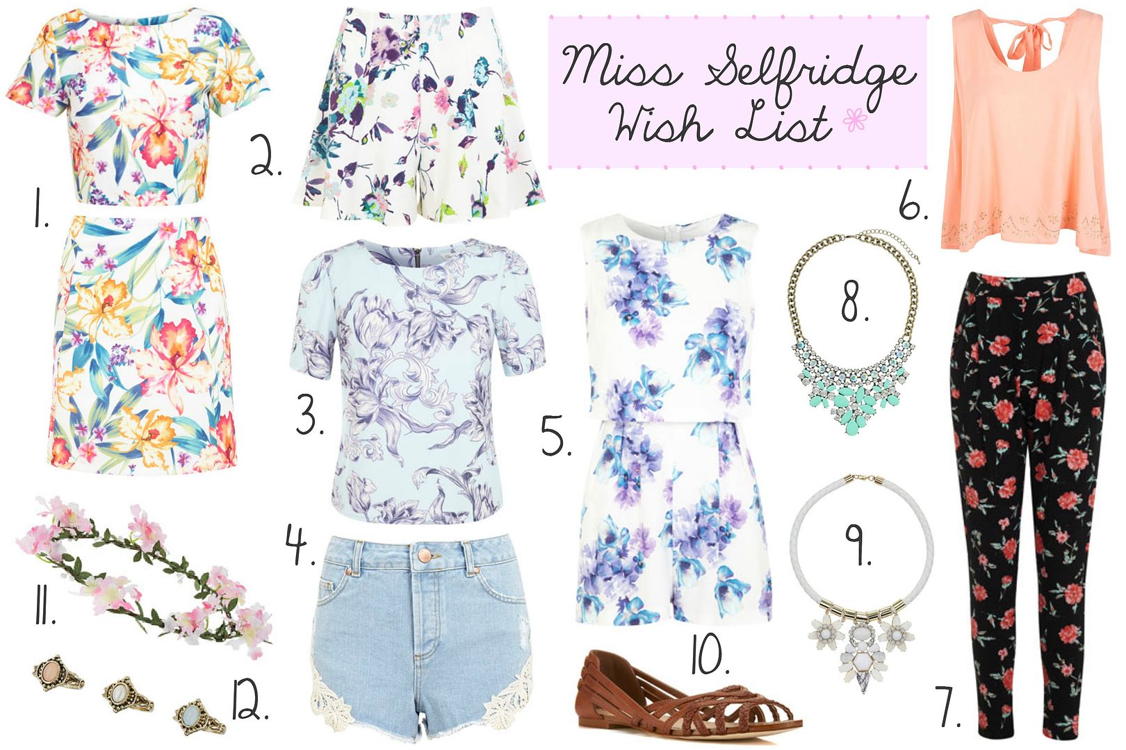 Miss Selfridge Florals Pastels Fashion Accessories Wish List Summer 2014 Belle-amie UK Beauty Fashion Lifestyle Blog