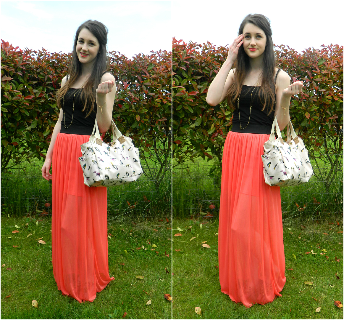 Outfit Of the Day Primark Coral Maxi Skirt Summer Belle-amie