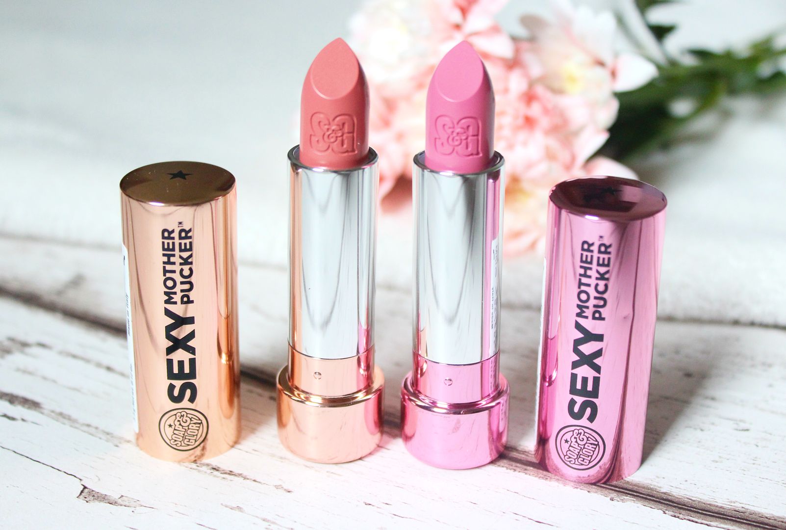 New Soap And Glory Sexy Mother Pucker Lipsticks Nude Pink Naked Talent Pink Up Girl Review Packaging Belle-Amie UK Beauty Fashion Lifestyle Blog