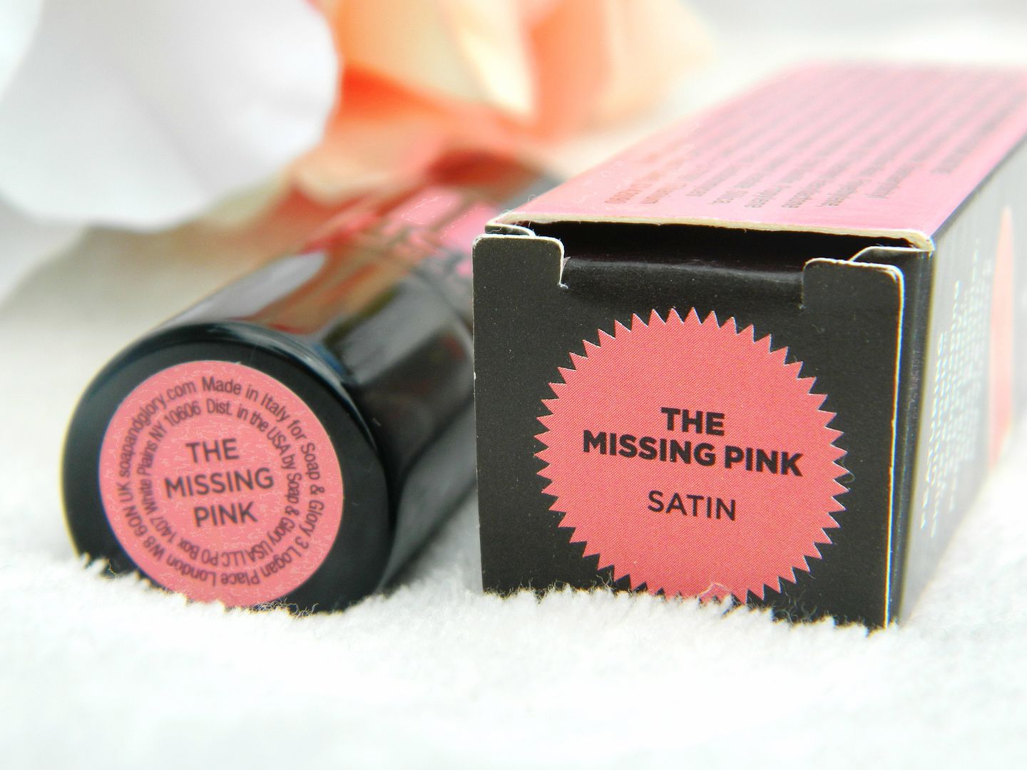 Soap And Glory Super Colour Fabu Lipstick In The Missing Pink Satin Finish Review Packaging Name Label Belle Amie UK Beauty Fashion Lifestyle Blog