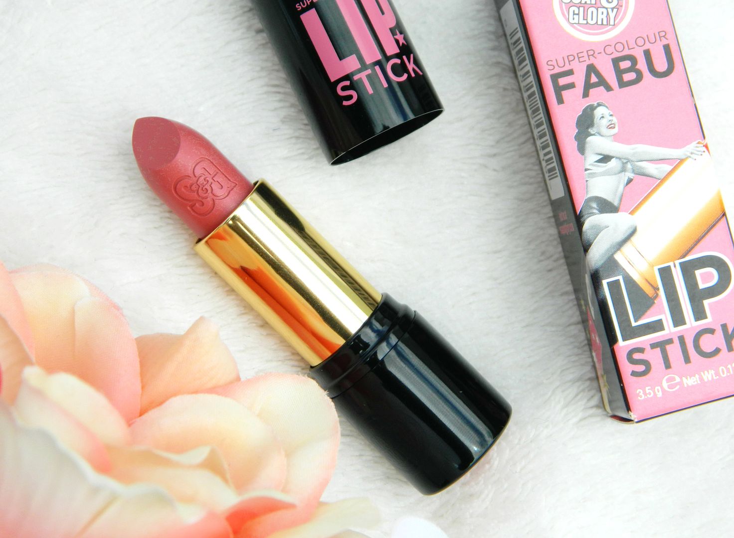 Soap And Glory Super Colour Fabu Lipstick In The Missing Pink Satin Finish Review Packaging In The Tube Bullet Belle Amie UK Beauty Fashion Lifestyle Blog