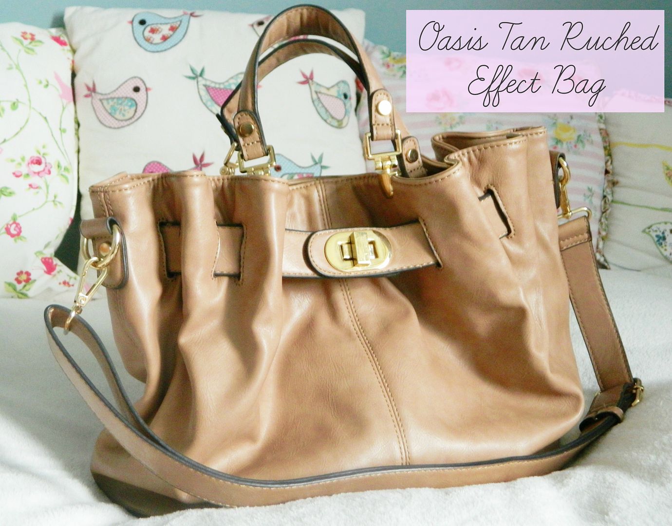 Whats In My Bag Spring 2014 Oasis Tan Ruched Effect Bag Belle-amie UK Beauty Fashion Lifestyle Blog