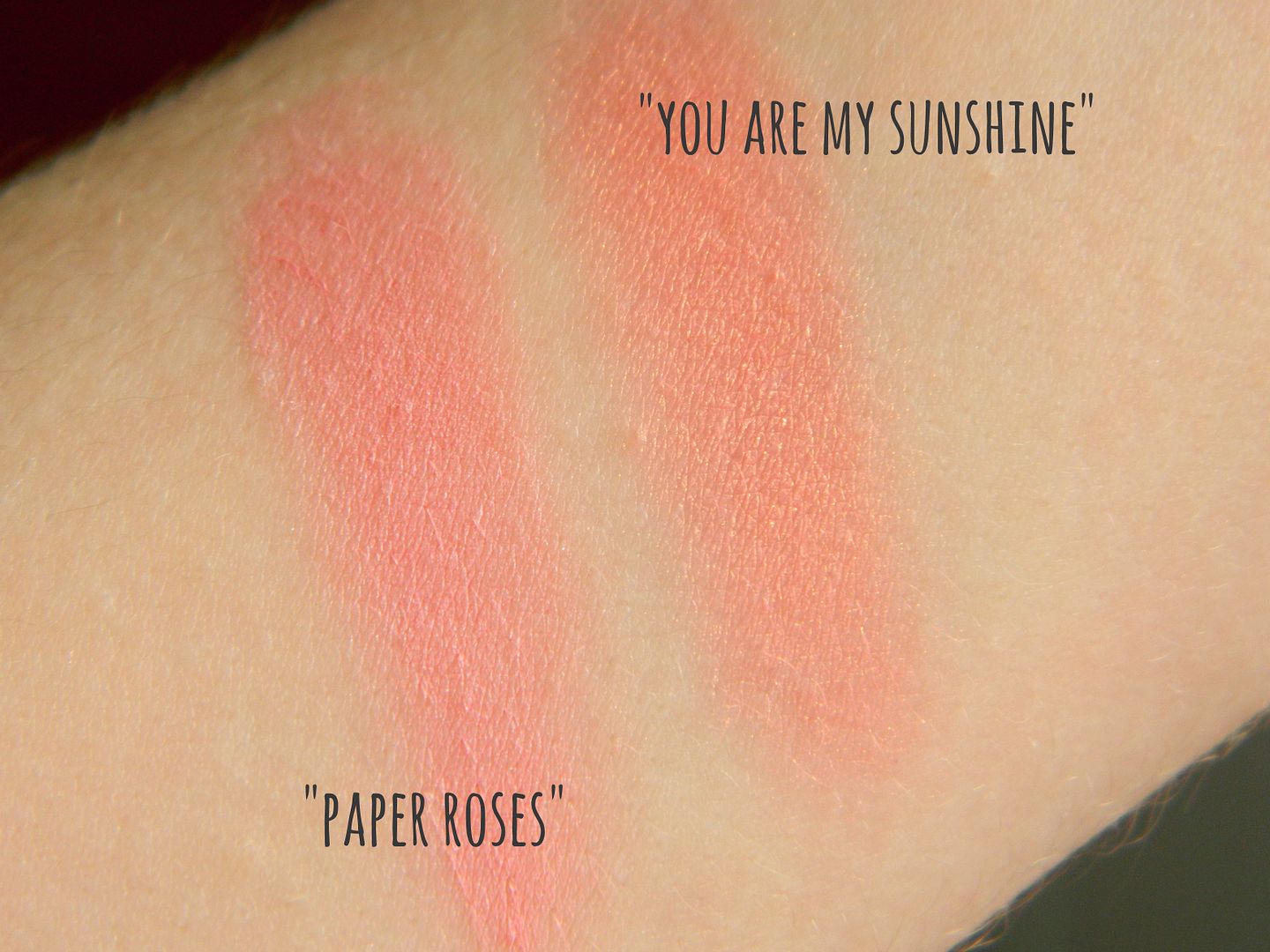 dainty Doll Powder Cream Blusher in You Are My Sunshine and Paper Roses Swatch