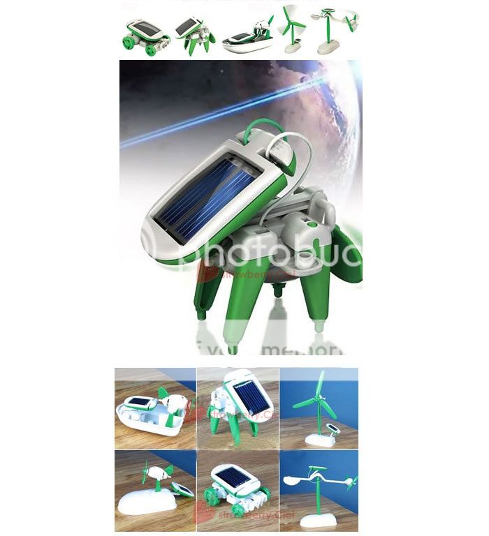 6in1 Developmental Solar Energy Windmill Puppy Airboat Plane Tank Robot Toy Kits