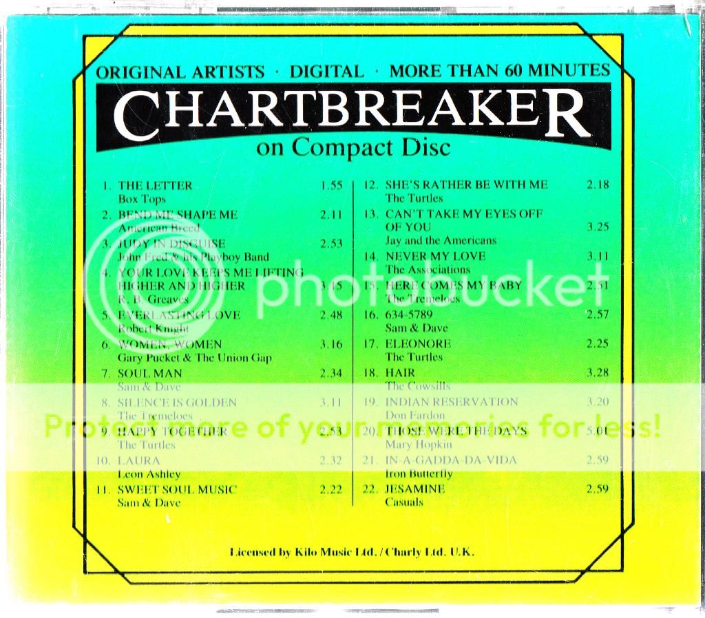 Chartbreaker Hit Diary The Best of 1967 68 V2 CD RARE Pop 60s/Turtles