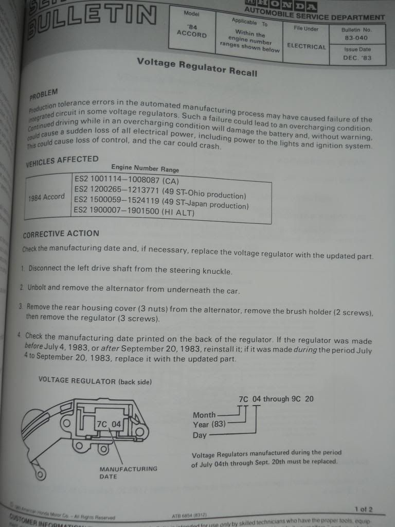 HONDA Combined Edition Service Bulletins 1973-1990. With revisions through June 30, ...